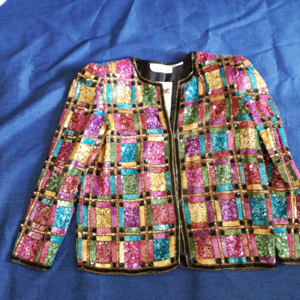 Lawrence Kazar gorgeous sequined jacket size small